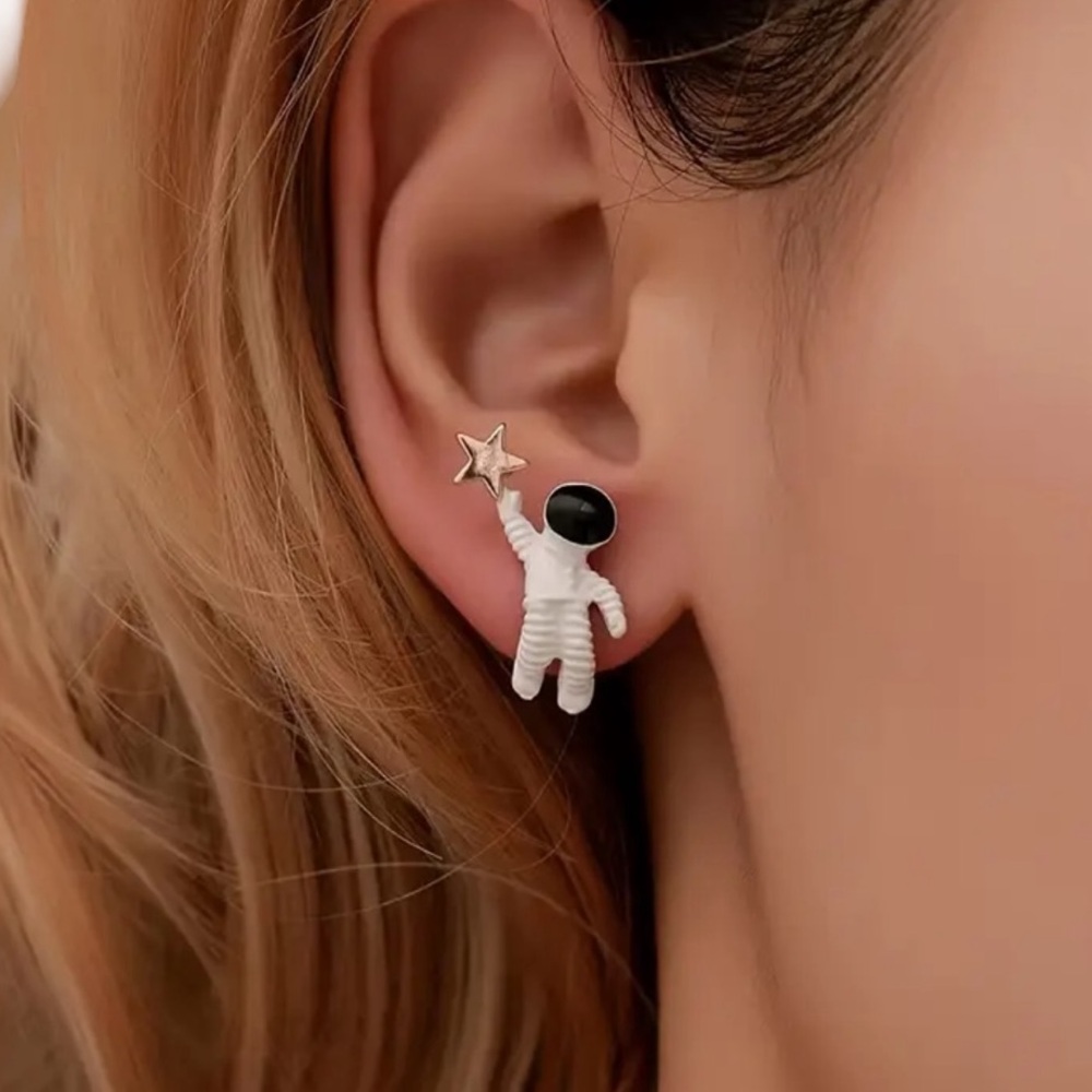 Astronaut Asymmetrical Stud Style Earrings